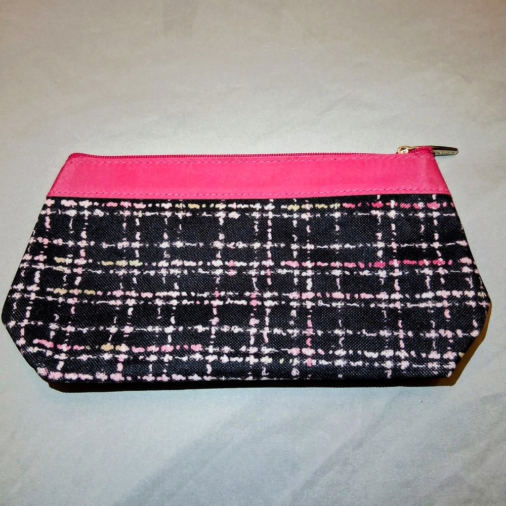 Lancome Pink and Black Checkered Cosmetic Bag